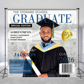 Aperturee - Aperturee Magazine Custom Name Photo Congrats Grad Backdrop